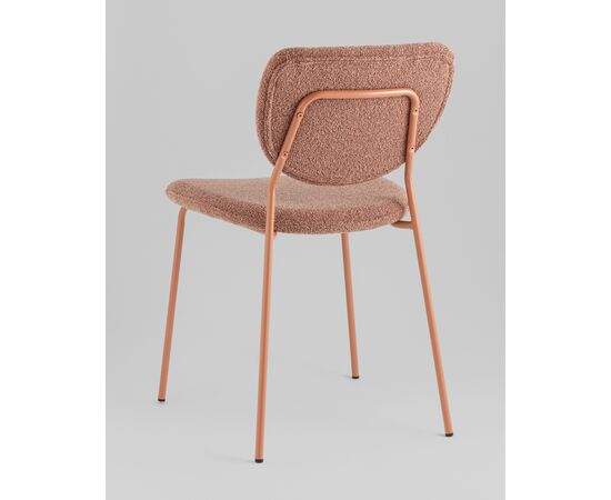 Стул обеденный ГиГи (Gigi) 455x555x810 УТ000039037 коричневый, розовые ножки, Основной цвет: коричневый, розовые ножки, Ширина: 455, Материал основания: Металл, Высота: 810, Глубина: 555, Материал: Букле, Каркас: Металл, Вес: 4,65, Цвет опоры: розовые, Материал сиденья: букле, Цвет сиденья: Коричневый, Артикул: УТ000039037, изображение 5post-test