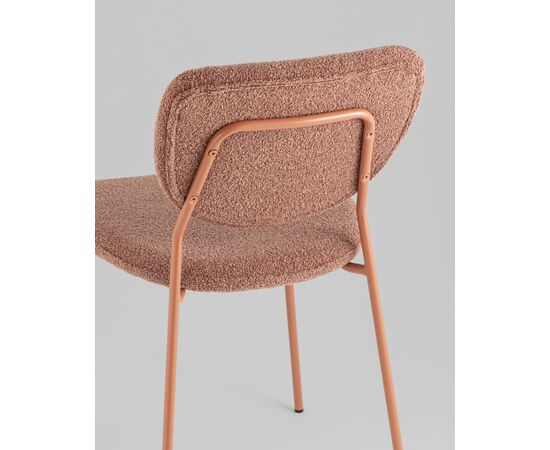 Стул обеденный ГиГи (Gigi) 455x555x810 УТ000039037 коричневый, розовые ножки, Основной цвет: коричневый, розовые ножки, Ширина: 455, Материал основания: Металл, Высота: 810, Глубина: 555, Материал: Букле, Каркас: Металл, Вес: 4,65, Цвет опоры: розовые, Материал сиденья: букле, Цвет сиденья: Коричневый, Артикул: УТ000039037, изображение 6post-test
