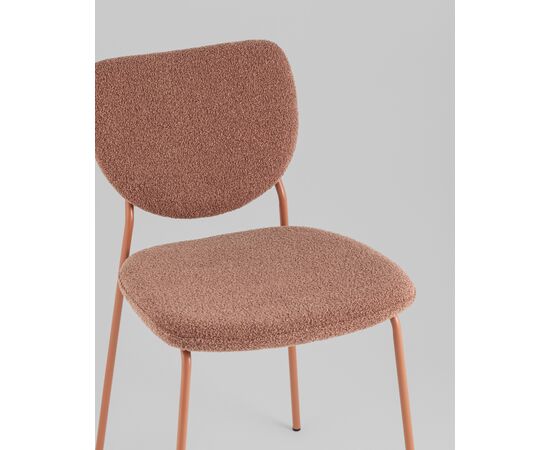 Стул обеденный ГиГи (Gigi) 455x555x810 УТ000039037 коричневый, розовые ножки, Основной цвет: коричневый, розовые ножки, Ширина: 455, Материал основания: Металл, Высота: 810, Глубина: 555, Материал: Букле, Каркас: Металл, Вес: 4,65, Цвет опоры: розовые, Материал сиденья: букле, Цвет сиденья: Коричневый, Артикул: УТ000039037, изображение 7post-test
