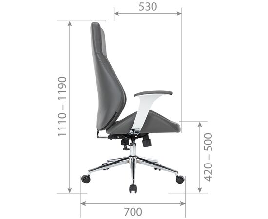 Кресло Чейрман Ч790 (CHAIRMAN CH790) 730x700x1110 Серый, Основной цвет: Серый, Ширина: 730, Ролики: Стандарт БИФМА 5 (BIFMA 5),1 (США), диаметр штока 11 мм, покрытие – полиуретан, Высота: 1110, Глубина: 700, Максимальная высота: 1190, Каркас: немонолитный, Материал сиденья: экокожа, Механизм: С возможностью фиксации кресла в рабочем положении. Регулировка кресла по высоте, Материал спинки: экокожа, Рекомендованная максимальная нагрузка: 120 кг, Цвет подлокотников: Серый, изображение 2post-test