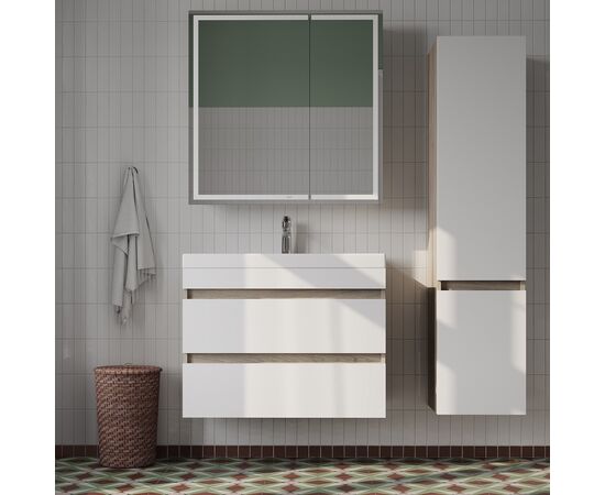 Шкаф-зеркало с подсветкой, 80 см, Зодиак (Zodiac) 800x800x160 ЗОД8000и99 (ZOD8000i99) Белый, Основной цвет: Белый, Материал дверей: Зеркало/ДСП, Ширина: 800, Высота: 160, Глубина: 800, Артикул: ЗОД8000и99 (ZOD8000i99), изображение 2post-test