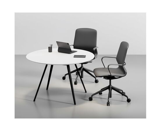 Белл (BELL) Стол для переговоров 1200x1200x750 113 102 WH BL БЕЛЫЙ/ЧЕРНЫЙ, Диаметр: 1200, Основной цвет: БЕЛЫЙ/ЧЕРНЫЙ, Ширина: 1200, Материал столешницы: ЛДСП + меламин, Высота: 750, Глубина: 1200, Каркас: Металл, Вес: 39,9, Цвет опоры: Черный, Объем: 0,112, Артикул: 113 102 WH BL, изображение 2post-test