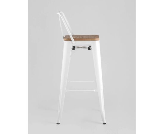 Стул барный Оникс Вуд (ONIX WOOD) со спинкой 935x430x430 УТ000000675 белый глянцевый + светлое дерево, Основной цвет: белый глянцевый + светлое дерево, Ширина: 935, Высота: 430, Глубина: 430, Артикул: УТ000000675, изображение 4post-test