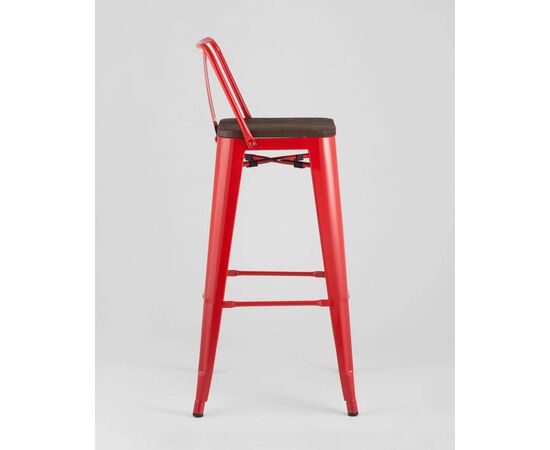Стул барный Оникс Вуд (ONIX WOOD) со спинкой 935x430x430 УТ000001197 красный глянцевый + темное дерево, Основной цвет: красный глянцевый + темное дерево, Ширина: 935, Высота: 430, Глубина: 430, Артикул: УТ000001197, изображение 4post-test