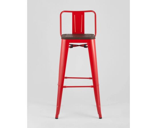 Стул барный Оникс Вуд (ONIX WOOD) со спинкой 935x430x430 УТ000001197 красный глянцевый + темное дерево, Основной цвет: красный глянцевый + темное дерево, Ширина: 935, Высота: 430, Глубина: 430, Артикул: УТ000001197, изображение 5post-test