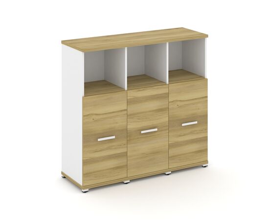 Концепт Шкаф 3 узкие секции, 3 ниши 1252x420x1186 CN.STU-333 W Дуб Винченцо/Белый Бриллиант/Металл Белый, Основной цвет: Дуб Винченцо/Белый Бриллиант/Металл Белый, Ширина: 1252, Высота: 1186, Глубина: 420, Максимальная ширина: 1252, Максимальная глубина: 420, Максимальная высота: 1186, Объем: 0,127, Бренд: РИВА ООО, изображение 2post-test