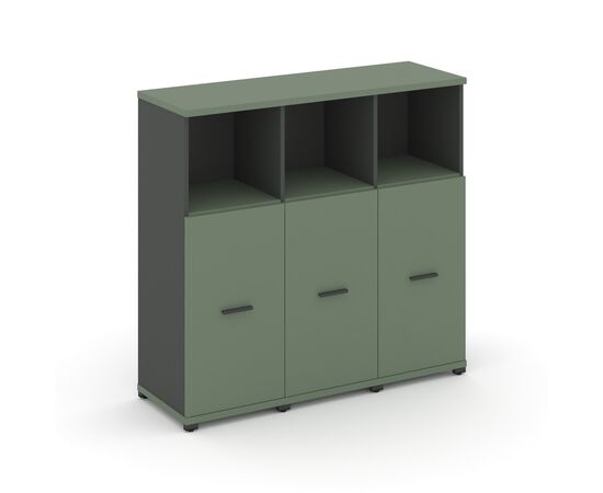 Концепт Шкаф 3 узкие секции, 3 ниши 1252x420x1186 CN.STU-333 A Кобо/Антрацит/Металл Антрацит, Основной цвет: Кобо/Антрацит/Металл Антрацит, Ширина: 1252, Высота: 1186, Глубина: 420, Максимальная ширина: 1252, Максимальная глубина: 420, Максимальная высота: 1186, Объем: 0,127, Бренд: РИВА ООО, изображение 2post-test