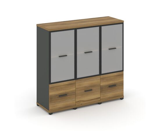 Концепт Шкаф 3 узкие секции, 3 ниши 1252x420x1186 CN.STU-332 RMB A Сандал Янтарный/Антрацит/Металл Антрацит/Сатин, Основной цвет: Сандал Янтарный/Антрацит/Металл Антрацит/Сатин, Ширина: 1252, Высота: 1186, Глубина: 420, Максимальная ширина: 1252, Максимальная глубина: 420, Максимальная высота: 1186, Объем: 0,141, Бренд: РИВА ООО, изображение 2post-test