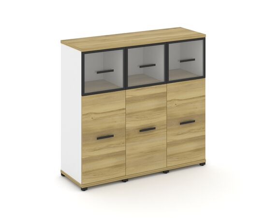 Концепт Шкаф 3 узкие секции, 3 ниши 1252x420x1186 CN.STU-334 RPB B Дуб Винченцо/Белый Бриллиант/Металл Черный/Прозрачный, Основной цвет: Дуб Винченцо/Белый Бриллиант/Металл Черный/Прозрачный, Ширина: 1252, Высота: 1186, Глубина: 420, Максимальная ширина: 1252, Максимальная глубина: 420, Максимальная высота: 1186, Объем: 0,14, Бренд: РИВА ООО, изображение 2post-test