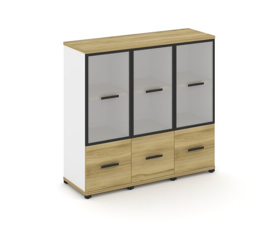 Концепт Шкаф 3 узкие секции, 3 ниши 1252x420x1186 CN.STU-332 RMB B Дуб Винченцо/Белый Бриллиант/Металл Черный/сатин, Основной цвет: Дуб Винченцо/Белый Бриллиант/Металл Черный/сатин, Ширина: 1252, Высота: 1186, Глубина: 420, Максимальная ширина: 1252, Максимальная глубина: 420, Максимальная высота: 1186, Объем: 0,141, Бренд: РИВА ООО, изображение 2post-test