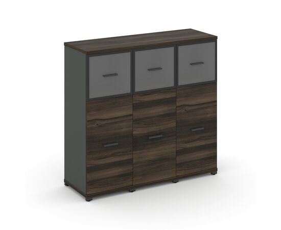 Концепт Шкаф 3 узкие секции, 3 ниши 1252x420x1186 CN.STU-334 RPB A Дуб Мали/Антрацит/Металл Антрацит/Прозрачный, Основной цвет: Дуб Мали/Антрацит/Металл Антрацит/Прозрачный, Ширина: 1252, Высота: 1186, Глубина: 420, Максимальная ширина: 1252, Максимальная глубина: 420, Максимальная высота: 1186, Объем: 0,14, Бренд: РИВА ООО, изображение 2post-test