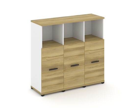 Концепт Шкаф 3 узкие секции, 3 ниши 1252x420x1186 CN.STU-333 B Дуб винченцо/Белый бриллиант/Металл черный, Основной цвет: Дуб винченцо/Белый бриллиант/Металл черный, Ширина: 1252, Высота: 1186, Глубина: 420, Максимальная ширина: 1252, Максимальная глубина: 420, Максимальная высота: 1186, Объем: 0,127, Бренд: РИВА ООО, изображение 2post-test