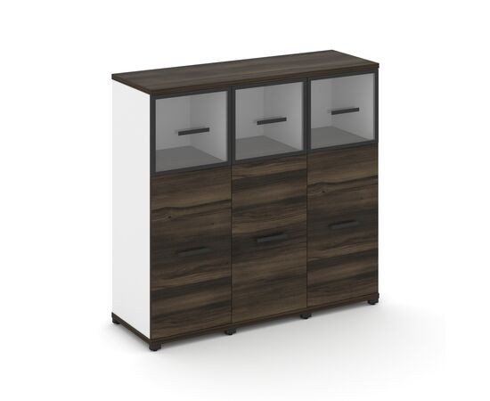 Концепт Шкаф 3 узкие секции, 3 ниши 1252x420x1186 CN.STU-334 RPB B Дуб Мали/Белый Бриллиант/Металл Черный/прозрачный, Основной цвет: Дуб Мали/Белый Бриллиант/Металл Черный/прозрачный, Ширина: 1252, Высота: 1186, Глубина: 420, Максимальная ширина: 1252, Максимальная глубина: 420, Максимальная высота: 1186, Объем: 0,14, Бренд: РИВА ООО, изображение 2post-test