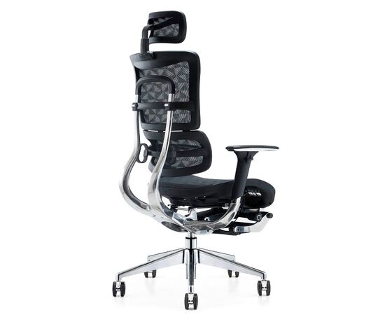 Кресло Эрго 700x700x1240 Ergo L Чёрный, Регулировка наклона спинки (офис): Да, Основной цвет: Чёрный, Ширина: 700, Высота: 1240, Глубина: 700, Максимальная высота: 1340, Материал сиденья: ткань, Подголовник: Да, Регулировка подголовника: Да, Материал спинки: Сетка черная, Рекомендованная максимальная нагрузка: 130 кг, Артикул для сайта: Ergo L, изображение 4post-test