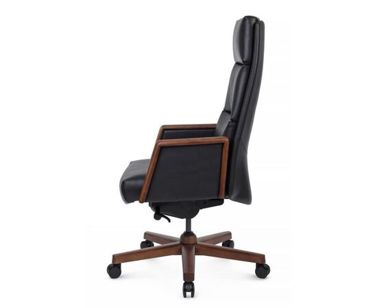 Кресло Франко 66x70x120/126 A2415-1 Чёрный, Основной цвет: Чёрный, Ширина: 66, Высота: 126, Глубина: 70, Максимальная ширина: 66, Максимальная глубина: 70, Максимальная высота: 126, Вес: 37, Материал сиденья: натуральная кожа/экокожа, Механизм: синхромеханизм с фиксацией в 4 положениях, Подголовник: обитые кожей в цвет кресла/массив  дерева, Цвет сиденья: Черный, Цвет спинки: Черный, Максимальная нагрузка: 250, Материал спинки: натуральная кожа/экокожа, Гарантия: 5 лет, Страна производитель: Китай, Объем: 0,311, Бренд: РИВА ООО, Артикул для сайта: A2415-1, изображение 6post-test