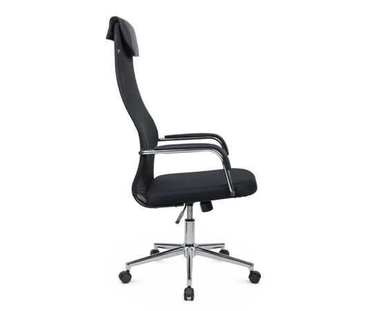Кресло Нэсс RCH 61x72x121/131 NS-206 Чёрный, Основной цвет: Чёрный, Ширина: 61, Высота: 131, Глубина: 72, Максимальная ширина: 61, Максимальная глубина: 72, Максимальная высота: 131, Вес: 12,4, Материал сиденья: ткань, Механизм: топ-ган, Подголовник: хром, с накладками из экокожи в цвет кресла, Цвет сиденья: Черный, Цвет спинки: Черный, Максимальная нагрузка: 120, Материал спинки: экокожа/сетка, Гарантия: 1 год, Страна производитель: Россия, Объем: 0,145, Бренд: РИВА ООО, Артикул для сайта: NS-206, изображение 2post-test