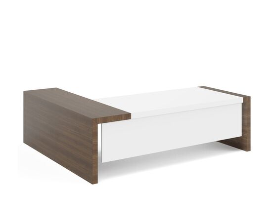 КИО/KYO Стол письменный правый с передней ппнелью 246x200xh75 KYO Desk RH L 246+ KYO Front panel Орех/белый, Основной цвет: Орех/белый, Ширина: 246, Высота: 75, Глубина: 200, Максимальная ширина: 246, Максимальная глубина: 200, Максимальная высота: 75, Вес: 160,3, Объем: 0,85, Бренд: ЦЕНТРЭКСИМ ООО, Артикул для сайта: KYO Desk  RH L 246+ KYO Front panel, изображение 2post-test