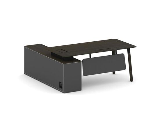 Фреско Стол руководителя 1800x1798x750 FR.SR-18 (R) Дуб Темный/Базальт UM/Металл Черный/Нерж. Сталь, Основной цвет: Дуб Темный/Базальт UM/Металл Черный/Нерж. Сталь, Ширина: 1800, Высота: 750, Глубина: 1798, Максимальная ширина: 1800, Максимальная глубина: 1798, Максимальная высота: 750, Объем: 0,229, Бренд: РИВА ООО, Артикул для сайта: FR.SR-18 (R), изображение 2post-test