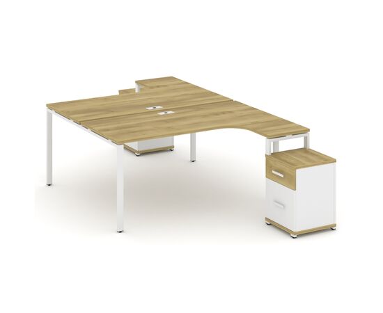 Концепт Рабочая станция с 2 опорными тумбами 1580x2400x750 CN.DSA-308 A Дуб Винченцо/Белый Бриллиант/Металл Белый, Основной цвет: Дуб Винченцо/Белый Бриллиант/Металл Белый, Ширина: 1580, Высота: 750, Глубина: 2400, Максимальная ширина: 1580, Максимальная глубина: 2400, Максимальная высота: 750, Вес: 118,65, Объем: 0,379, Бренд: РИВА ООО, Артикул для сайта: CN.DSA-308 A, изображение 2post-test