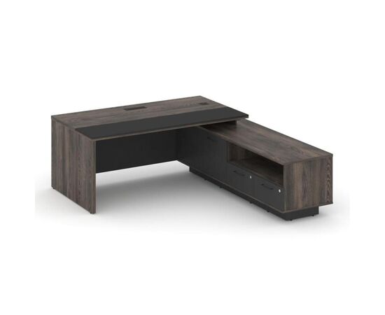 Дюкс Стол с большой опорной тумбой правый 2200x2200x750 DX.SRT.B-220 (R) Каштан Сиерра/Базальт/Черный Мат.Гл./Пластик Черный/Ручка Черный Мат.Гл./W-12, Основной цвет: Каштан Сиерра/Базальт/Черный Мат.Гл./Пластик Черный/Ручка Черный Мат.Гл./W-12, Ширина: 2200, Высота: 750, Глубина: 2200, Максимальная ширина: 2200, Максимальная глубина: 2200, Максимальная высота: 750, Объем: 0,347, Бренд: РИВА ООО, Артикул для сайта: DX.SRT.B-220 (R), изображение 2post-test