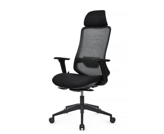 Кресло Гензо 72x72x123/133 8321H-BK Чёрный, Основной цвет: Чёрный, Ширина: 72, Высота: 133, Глубина: 72, Максимальная ширина: 72, Максимальная глубина: 72, Максимальная высота: 133, Вес: 16, Материал сиденья: ткань, Механизм: синхромеханизм со слайдером, Подголовник: пластик 4D, Цвет сиденья: Черный, Цвет спинки: Черный, Материал спинки: сетка, Гарантия: 3 года, Страна производитель: Китай, Максимальная нагрузка: 120, Бренд: РИВА ООО, Артикул для сайта: 8321H-BK, изображение 7post-test