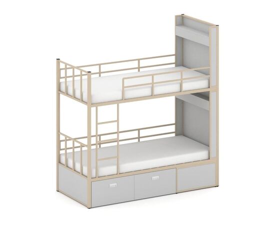 Овернайт Кровать 2-х ярусная 2075x950x2260 ON.K2-001 Серый/Металл Капучино, Основной цвет: Серый/Металл Капучино, Ширина: 2075, Высота: 2260, Глубина: 950, Максимальная ширина: 2075, Максимальная глубина: 950, Максимальная высота: 2260, Объем: 0,6, Бренд: РИВА ООО, Артикул для сайта: ON.K2-001, изображение 2post-test