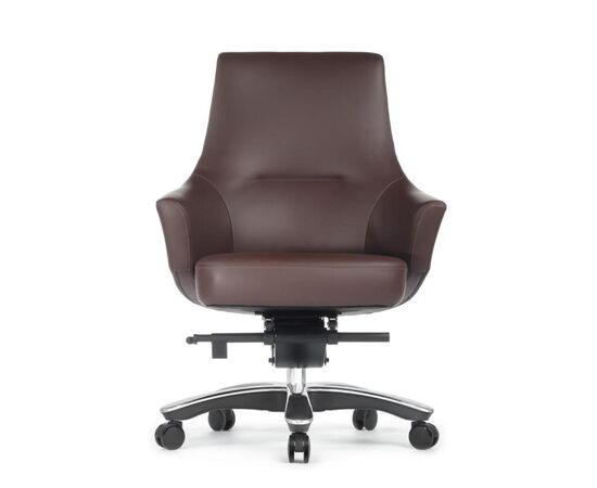 Кресло Джотто-M 68x68x107/113 B1904 Коричневый, Основной цвет: Коричневый, Ширина: 68, Высота: 113, Глубина: 68, Максимальная ширина: 68, Максимальная глубина: 68, Максимальная высота: 113, Вес: 29, Материал сиденья: натуральная кожа/экокожа, Механизм: синхромеханизм, Подголовник: обтянутые кожей в цвет кресла, Цвет сиденья: Коричневый, Цвет спинки: Коричневый, Максимальная нагрузка: 250, Материал спинки: натуральная кожа/экокожа, Гарантия: 5 лет, Страна производитель: Китай, Объем: 0,51, Бренд: РИВА ООО, Артикул для сайта: B1904, изображение 5post-test
