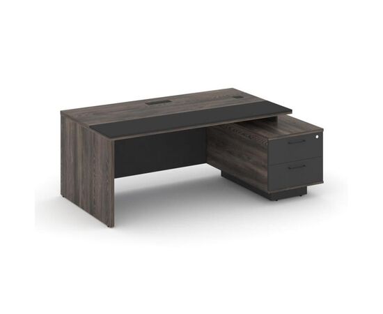 Дюкс Стол с маленькой опорной тумбой правый 2200x1200x750 DX.SRT.M-220 (R) Каштан Сиерра/Базальт/Черный Мат.Гл./Пластик Черный/Ручка Черный Мат.Гл./W-12, Основной цвет: Каштан Сиерра/Базальт/Черный Мат.Гл./Пластик Черный/Ручка Черный Мат.Гл./W-12, Ширина: 2200, Высота: 750, Глубина: 1200, Максимальная ширина: 2200, Максимальная глубина: 1200, Максимальная высота: 750, Объем: 0,285, Бренд: РИВА ООО, Артикул для сайта: DX.SRT.M-220 (R), изображение 2post-test