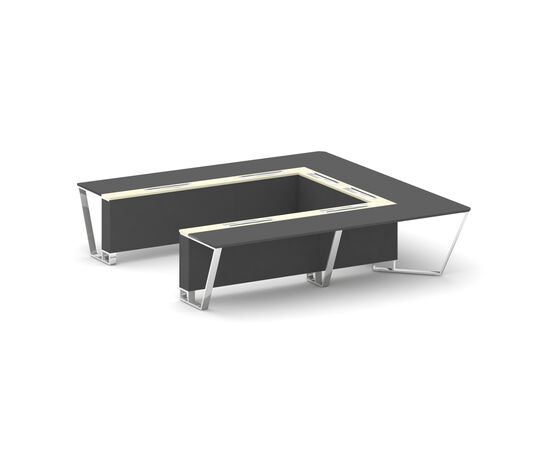 Стил Мит Стол переговорный П-образный 3200x3200x750 MM-PR.B.SP-11P Антрацит/Ваниль Глянец/Нержавеющая Сталь/Хром, Основной цвет: Антрацит/Ваниль Глянец/Нержавеющая Сталь/Хром, Ширина: 3200, Высота: 750, Глубина: 3200, Максимальная ширина: 3200, Максимальная глубина: 3200, Максимальная высота: 750, Объем: 1,178, Бренд: РИВА ООО, Артикул для сайта: MM-PR.B.SP-11P, изображение 2post-test