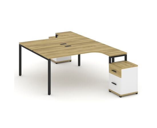 Концепт Рабочая станция с 2 опорными тумбами 1580x2400x750 CN.DSA-308 A Дуб винченцо/Белый бриллиант/Металл черный, Основной цвет: Дуб винченцо/Белый бриллиант/Металл черный, Ширина: 1580, Высота: 750, Глубина: 2400, Максимальная ширина: 1580, Максимальная глубина: 2400, Максимальная высота: 750, Вес: 118,65, Объем: 0,379, Бренд: РИВА ООО, Артикул для сайта: CN.DSA-308 A, изображение 2post-test