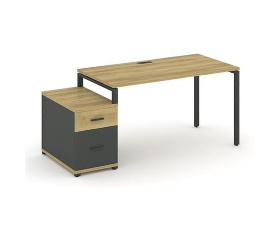Концепт Стол письменный с 1 опорной тумбой 1580/1946x720x750 CN.SP-308 A Дуб Винченцо/Антрацит NEW/Металл Антрацит, Основной цвет: Дуб Винченцо/Антрацит NEW/Металл Антрацит, Ширина: 1946, Высота: 750, Глубина: 720, Максимальная ширина: 1946, Максимальная глубина: 720, Минимальная ширина: 1580, Максимальная высота: 750, Вес: 60,3, Объем: 0,182, Бренд: РИВА ООО, Артикул для сайта: CN.SP-308 A, изображение 2post-test
