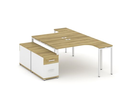 Концепт Рабочая станция с двойной опорной тумбой 1380/1746x2400x750 CN.DSA-303 A Дуб Винченцо/Белый Бриллиант/Металл Белый, Основной цвет: Дуб Винченцо/Белый Бриллиант/Металл Белый, Ширина: 1746, Высота: 750, Глубина: 2400, Максимальная ширина: 1746, Максимальная глубина: 2400, Минимальная ширина: 1380, Максимальная высота: 750, Вес: 130,02, Объем: 0,433, Бренд: РИВА ООО, Артикул для сайта: CN.DSA-303 A, изображение 2post-test