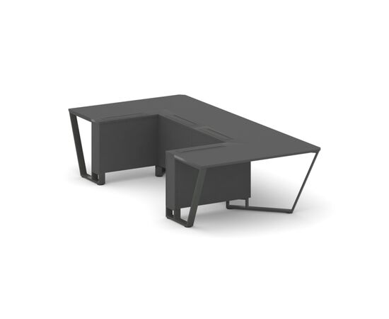 Стил Мит Стол переговорный П-образный 1600x3200x750 KDK-PR.B.SP-07P Антрацит/Металл Антрацит, Основной цвет: Антрацит/Металл Антрацит, Ширина: 1600, Высота: 750, Глубина: 3200, Максимальная ширина: 1600, Максимальная глубина: 3200, Максимальная высота: 750, Объем: 0,761, Бренд: РИВА ООО, Артикул для сайта: KDK-PR.B.SP-07P, изображение 2post-test