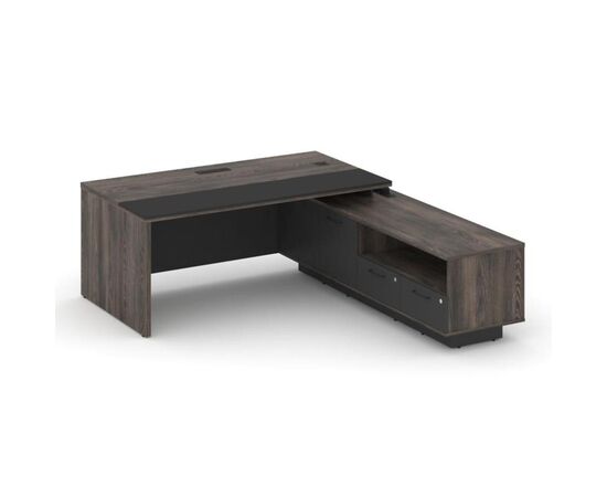 Дюкс Стол с большой опорной тумбой правый с электрификацией 2200x2200x750 DX.SRT.EB-220 (R) Каштан Сиерра/Базальт/Черный Мат.Гл./Пластик Черный/Ручка Черный Мат.Гл./W-12, Основной цвет: Каштан Сиерра/Базальт/Черный Мат.Гл./Пластик Черный/Ручка Черный Мат.Гл./W-12, Ширина: 2200, Высота: 750, Глубина: 2200, Максимальная ширина: 2200, Максимальная глубина: 2200, Максимальная высота: 750, Объем: 0,356, Бренд: РИВА ООО, Артикул для сайта: DX.SRT.EB-220 (R), изображение 2post-test