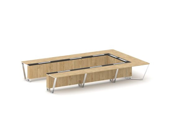 Стил Мит Стол переговорный П-образный 4800x3200x750 MM-PR.B.SP-15P Тиквуд Светлый/Графит Глянец/Нержавеющая Сталь/Хром, Основной цвет: Тиквуд Светлый/Графит Глянец/Нержавеющая Сталь/Хром, Ширина: 4800, Высота: 750, Глубина: 3200, Максимальная ширина: 4800, Максимальная глубина: 3200, Максимальная высота: 750, Объем: 1,56, Бренд: РИВА ООО, Артикул для сайта: MM-PR.B.SP-15P, изображение 2post-test