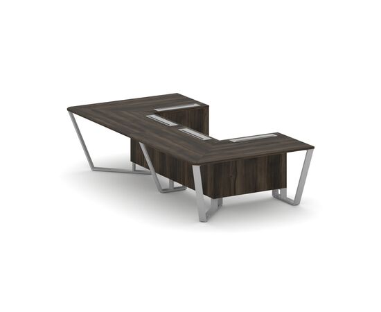 Стил Мит Стол переговорный П-образный 1600x3200x750 KD-PR.B.SP-07P Дуб Мали/Металл Серый, Основной цвет: Дуб Мали/Металл Серый, Ширина: 1600, Высота: 750, Глубина: 3200, Максимальная ширина: 1600, Максимальная глубина: 3200, Максимальная высота: 750, Объем: 0,773, Бренд: РИВА ООО, Артикул для сайта: KD-PR.B.SP-07P, изображение 2post-test