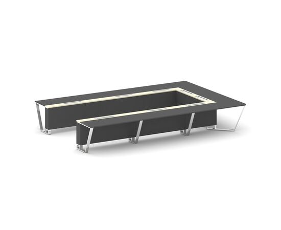 Стил Мит Стол переговорный П-образный 4800x3200x750 MM-PR.B.SP-15P Антрацит/Ваниль Глянец/Нержавеющая Сталь/Хром, Основной цвет: Антрацит/Ваниль Глянец/Нержавеющая Сталь/Хром, Ширина: 4800, Высота: 750, Глубина: 3200, Максимальная ширина: 4800, Максимальная глубина: 3200, Максимальная высота: 750, Объем: 1,56, Бренд: РИВА ООО, Артикул для сайта: MM-PR.B.SP-15P, изображение 2post-test