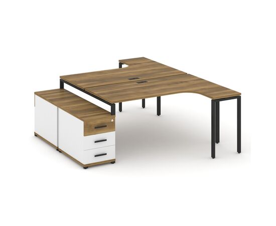 Концепт Рабочая станция с двойной опорной тумбой 1580/1946x2400x750 CN.DSA-302 A Сандал Янтарный/Белый Бриллиант/Металл Черный, Основной цвет: Сандал Янтарный/Белый Бриллиант/Металл Черный, Ширина: 1946, Высота: 750, Глубина: 2400, Максимальная ширина: 1946, Максимальная глубина: 2400, Минимальная ширина: 1580, Максимальная высота: 750, Вес: 139,27, Объем: 0,402, Бренд: РИВА ООО, Артикул для сайта: CN.DSA-302 A, изображение 2post-test