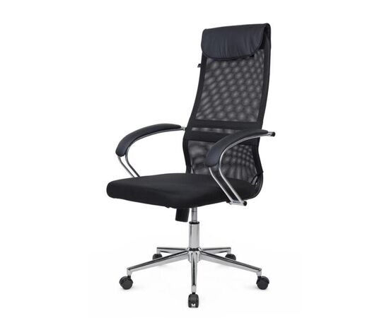 Кресло Сэт RCH 60x72x113/123 STCH-208 Чёрный, Основной цвет: Чёрный, Ширина: 60, Высота: 123, Глубина: 72, Максимальная ширина: 60, Максимальная глубина: 72, Максимальная высота: 123, Вес: 12,2, Материал сиденья: ткань, Механизм: топ-ган, Подголовник: хром, с накладками из экокожи в цвет кресла, Цвет сиденья: Черный, Цвет спинки: Черный, Максимальная нагрузка: 120, Материал спинки: экокожа/сетка, Гарантия: 1 год, Страна производитель: Россия, Объем: 0,128, Бренд: РИВА ООО, Артикул для сайта: STCH-208, изображение 7post-test