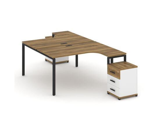 Концепт Рабочая станция с 2 опорными тумбами 1380x2400/3532x750 CN.DSA-305 A Сандал Янтарный/Белый Бриллиант/Металл Черный, Основной цвет: Сандал Янтарный/Белый Бриллиант/Металл Черный, Ширина: 1380, Высота: 750, Глубина: 3532, Максимальная ширина: 1380, Максимальная глубина: 3532, Максимальная высота: 750, Минимальная глубина: 2400, Вес: 114,42, Объем: 0,366, Бренд: РИВА ООО, Артикул для сайта: CN.DSA-305 A, изображение 2post-test