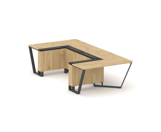 Стил Мит Стол переговорный П-образный 1600x3200x750 KMK-PR.B.SP-07P Тиквуд Светлый/Графит Глянец/Металл Антрацит, Основной цвет: Тиквуд Светлый/Графит Глянец/Металл Антрацит, Ширина: 1600, Высота: 750, Глубина: 3200, Максимальная ширина: 1600, Максимальная глубина: 3200, Максимальная высота: 750, Объем: 0,767, Бренд: РИВА ООО, Артикул для сайта: KMK-PR.B.SP-07P, изображение 2post-test