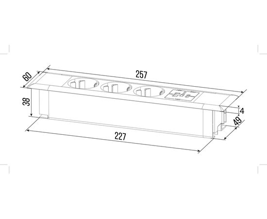 Блок розеток встраиваемый в стол 3 розетки USB-A USB-C 257x60x4 G4103T-2AC.N Серебро/Белый, Основной цвет: Серебро/Белый, Ширина: 257, Высота: 4, Глубина: 60, Максимальная ширина: 257, Максимальная глубина: 60, Максимальная высота: 4, Вес: 0,663, Объем: 0,002, Бренд: РИВА ООО, Артикул для сайта: G4103T-2AC.N, изображение 2post-test