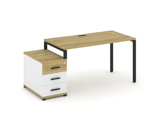 Концепт Стол письменный с 1 опорной тумбой 1380/1746x720x750 CN.SP-303 A Дуб винченцо/Белый бриллиант/Металл черный, Основной цвет: Дуб винченцо/Белый бриллиант/Металл черный, Ширина: 1746, Высота: 750, Глубина: 720, Максимальная ширина: 1746, Максимальная глубина: 720, Минимальная ширина: 1380, Максимальная высота: 750, Вес: 58,68, Объем: 0,15, Бренд: РИВА ООО, Артикул для сайта: CN.SP-303 A, изображение 2post-test