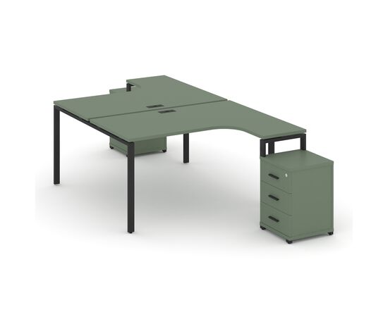 Концепт Рабочая станция с 2 опорными тумбами 1580x2400x750 CN.DSA-306 A Кобо/Металл Черный, Основной цвет: Кобо/Металл Черный, Ширина: 1580, Высота: 750, Глубина: 2400, Максимальная ширина: 1580, Максимальная глубина: 2400, Максимальная высота: 750, Вес: 120,68, Объем: 0,384, Бренд: РИВА ООО, Артикул для сайта: CN.DSA-306 A, изображение 2post-test