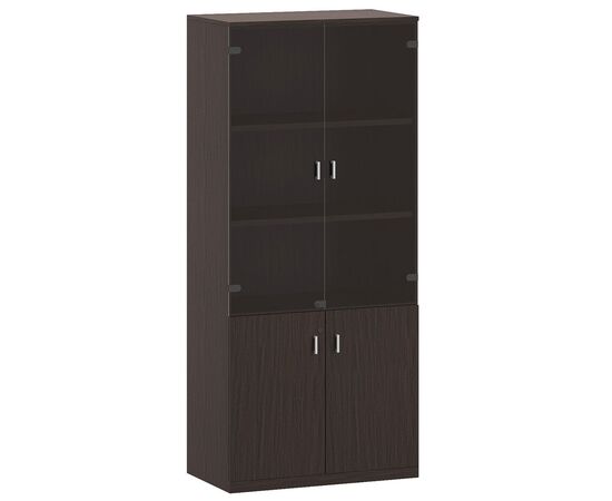 ПОЗ/СИР/POS/SIR Шкаф комбинированный 90x43xh200 ELLIB008W Орех темный, Основной цвет: Орех темный, Ширина: 90, Высота: 200, Глубина: 43, Максимальная ширина: 90, Максимальная глубина: 43, Максимальная высота: 200, Вес: 74, Объем: 0,3, Бренд: ЦЕНТРЭКСИМ ООО, Артикул для сайта: ELLIB008W, изображение 2post-test