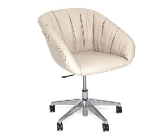 АЛМА МЯГК/ALMA SOFT Кресло посетителя на колесах 5-лучей 63x63xh75/83 ALMA SOFT 5star alum Ivory 2204 Бежевый/кожа, Минимальная высота: 75, Основной цвет: Бежевый/кожа, Ширина: 63, Высота: 83, Глубина: 63, Максимальная ширина: 63, Максимальная глубина: 63, Максимальная высота: 83, Вес: 12, Объем: 0,56, Бренд: ЦЕНТРЭКСИМ ООО, Артикул для сайта: ALMA SOFT 5star alum Ivory 2204, изображение 2post-test