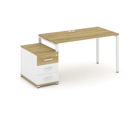 Концепт Стол письменный с 1 опорной тумбой 1380/1746x720x750 CN.SP-303 A Дуб Винченцо/Белый Бриллиант/Металл Белый, Основной цвет: Дуб Винченцо/Белый Бриллиант/Металл Белый, Ширина: 1746, Высота: 750, Глубина: 720, Максимальная ширина: 1746, Максимальная глубина: 720, Минимальная ширина: 1380, Максимальная высота: 750, Вес: 58,68, Объем: 0,15, Бренд: РИВА ООО, Артикул для сайта: CN.SP-303 A, изображение 2post-test