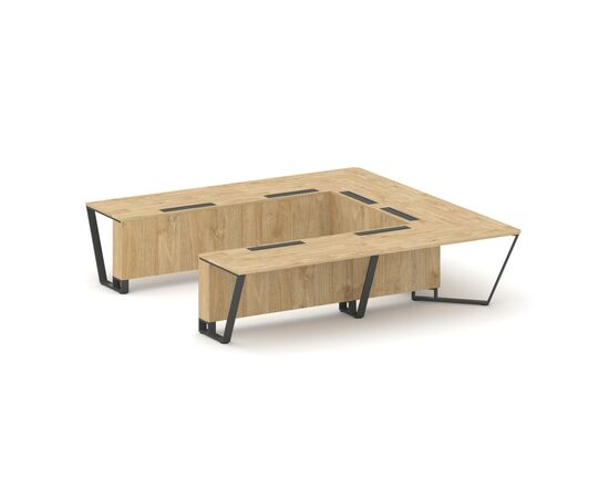 Стил Мит Стол переговорный П-образный 3200x3200x750 KD-PR.B.SP-11P Тиквуд Светлый/Металл Антрацит, Основной цвет: Тиквуд Светлый/Металл Антрацит, Ширина: 3200, Высота: 750, Глубина: 3200, Максимальная ширина: 3200, Максимальная глубина: 3200, Максимальная высота: 750, Объем: 1,16, Бренд: РИВА ООО, Артикул для сайта: KD-PR.B.SP-11P, изображение 2post-test