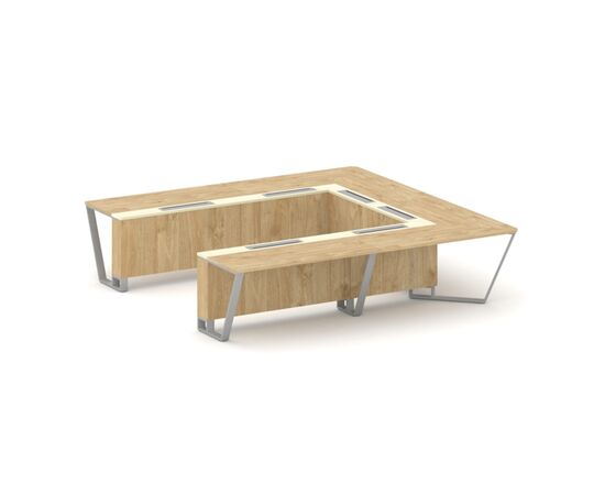 Стил Мит Стол переговорный П-образный 3200x3200x750 KMK-PR.B.SP-11P Тиквуд Светлый/Ваниль Глянец/Металл Серый, Основной цвет: Тиквуд Светлый/Ваниль Глянец/Металл Серый, Ширина: 3200, Высота: 750, Глубина: 3200, Максимальная ширина: 3200, Максимальная глубина: 3200, Максимальная высота: 750, Объем: 1,16, Бренд: РИВА ООО, Артикул для сайта: KMK-PR.B.SP-11P, изображение 2post-test