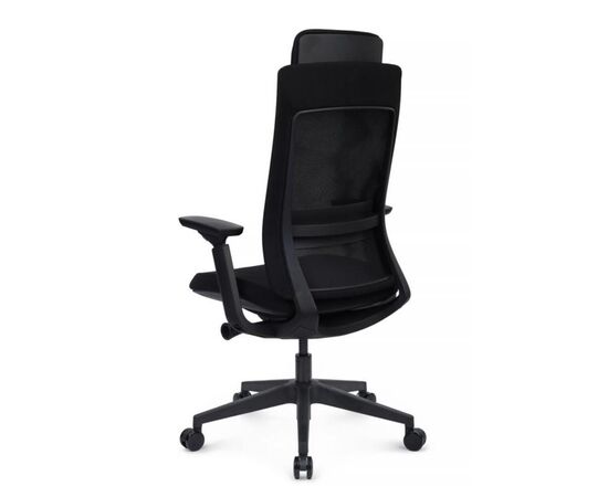 Кресло Миратт 67x56x115/125 MRTB-001 Чёрный, Основной цвет: Чёрный, Ширина: 67, Высота: 125, Глубина: 56, Максимальная ширина: 67, Максимальная глубина: 56, Максимальная высота: 125, Вес: 20, Материал сиденья: ткань, Механизм: синхромеханизм с клавишным слайдером, Подголовник: черный пластик 3D, Цвет сиденья: Черный, Цвет спинки: Черный, Максимальная нагрузка: 120, Материал спинки: сетка, Объем: 0,203, Бренд: РИВА ООО, Артикул для сайта: MRTB-001, изображение 5post-test